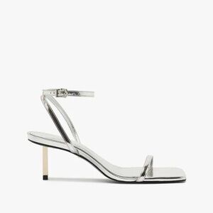 SCHUTZ Sam Mid Heel Sandals in Silver | LIKE NEW